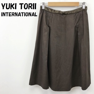 【人気】YUKI TORII INTERNATIONAL/ユキ トリヰ インターナショナル ひざ丈スカート 日本製 ブラウン サイズ40/S1375