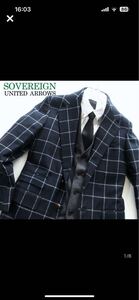 【SOVEREIGN ソブリン】ユナイテッドアローズ 最高峰ブランド カシミヤ シルク混 ウインドウペン ジャケット ネイビー!!（MADE IN ITALY）