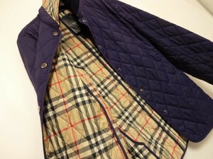 新品 バーバリー ロンドン BURBERRY LONDON キルティング ジャケット 裏側ノバチェック柄 コート 中綿 ダークパープル 42 定価6.6万円