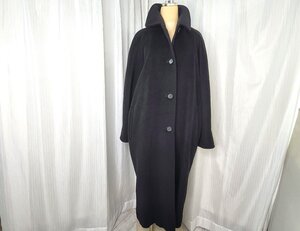 ▲Ｍ▲【極美品】ＭaxＭara　イタリア製　ロングコート　（３８）9号　黒　バージンウール100％　銀タグ　Ｋ2406-275