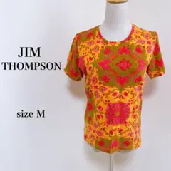 JIM THOMPSON トップス Tシャツ 半袖 花柄 派手 オレンジ M