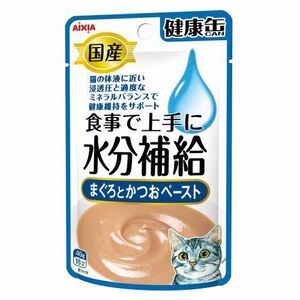 （まとめ買い）アイシア 国産 健康缶パウチ 水分補給 まぐろとかつおペースト 40g 猫用フード 〔×24〕