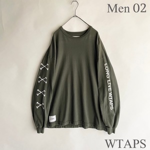 WTAPS 日本製 ダブルタップス 22AW LXLXW LS TEE クロスボーン ロングスリーブ Tシャツ クルーネック プリントT ロンT オリーブ size 02 sk