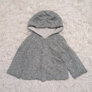 【送料無料】babygap　ベビーギャップ　フード　パーカー　羽織り　60cm-70cmぐらい　刺繍ロゴ　グレー　男女兼用　ベビー