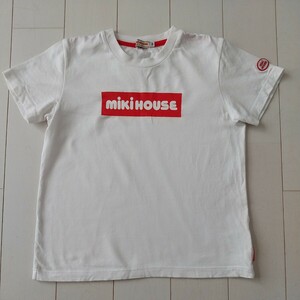 ミキハウス ボックスロゴ 半袖Tシャツ 130 白×赤