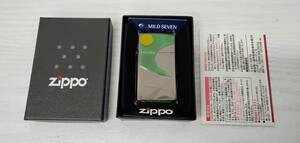 ZIPPO/ジッポー　マイルドセブン/MILD SEVEN インパクトメンソール/IMPACT MENTHOL　スリムアーマー　H10　火花○　中古　レア　ジャンク