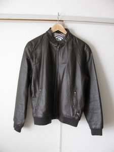 希少 VOLCOM LEATHER カウハイドレザー シングル ライダース ジャケット Mサイズ ブラウン 中古品