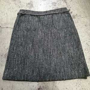 maxmara weekendline マックスマーラ　wool ツイード　ミニスカート　チャコールグレー　38 八　f1