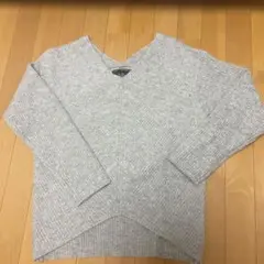 Natwool Vネックセーター グレー フリーサイズ