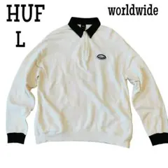 HUF ハフ スウェット 襟付き ホワイト L hufworldwide