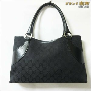 *美品 GUCCI グッチ トート ハンド バッグ GGキャンバス レザー ブラック 113015 001013*送料込