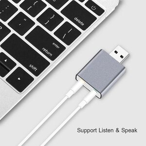 USB サウンドカード スピーカー出力 & マイク入力 音声 サウンド ポケット ポータブル 小型 ノート パソコン