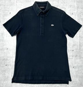 LACOSTE ボタンダウン ショルダーパッチ ストレッチ素材 半袖 ポロシャツ　　ラコステ ファブリカ 日本製 BD ワニ ワンポイント 柳9524