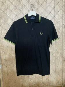 FRED PERRY フレッドペリー　ポロシャツ　ブラック　グリーン　スポーツウェア　紳士服　フラッドペリーシャツ　England製　size:36