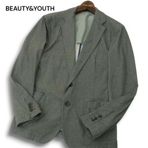 美品★ BEAUTY&YOUTH ユナイテッドアローズ 通年 背抜き 2B アンコン テーラード ジャケット Sz.M　メンズ グレー　A4T10444_A#O