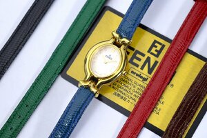 【行董】☆稼働品☆ 保証書 箱 替ベルト付 フェンディ FENDI チェンジベルト 640L クォーツ ドレスウォッチ 電池交換済 Z111 CCZ01ABZ41