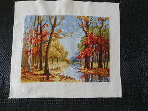 クロスステッチ 刺繍 秋景色 ハンドメイド 完成品 美しい景色 紅葉景色 ハンドクラフト 手工芸 裁縫 完成刺繍 