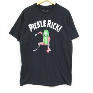 L/古着 半袖 Tシャツ メンズ アニメ リックアンドモーティ コットン クルーネック 黒 ブラック 23apr13 中古