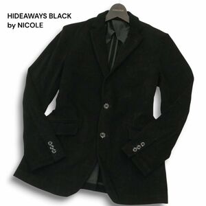 22AW★ HIDEAWAYS BLACK by NICOLE ハイダウェイ ニコル 秋冬 ハイストレッチ カルゼ コール ジャケット Sz.46　メンズ 黒　A4T11380_A#N