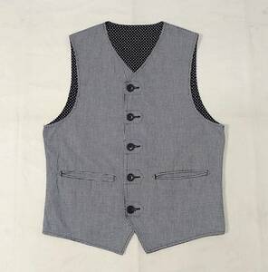 Engineered Garments エンジニアドガーメンツ リバーシブルベスト S 黒 白 アメリカ製 ギンガムチェック ポルカドット ジレ