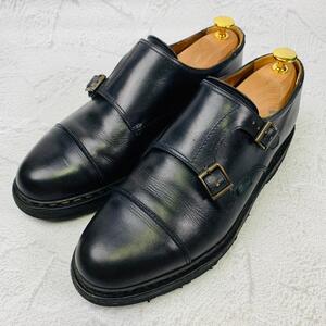 【良品】PARABOOT パラブーツ ウィリアム ダブルモンク ストレート 紺 ネイビー 7.5 26cm フランス製 レザーシューズ ノルヴェイジャン製法