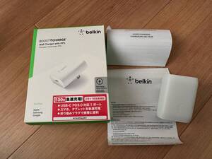 ☆Belkin BOOST↑CHARGE　USB-C PD 3.0 PPS適合 ウォールチャージャー 30W WCA005dqWH 箱無し 中古美品！