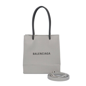 バレンシアガ ショッピングトートXXS ショルダーバッグ レザー 597858 OAI2N 1160 グレー レディース BALENCIAGA 中古