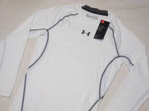 新品 メンズ[L] UNDER ARMOUR UA アンダーアーマー 長袖-Tシャツ [白] コンプレッション ヒートギア トレーニングウェア ロングスリーブ