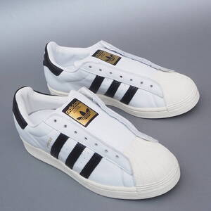 デッド!! US 8 / 26cm 新品!! 限定カラー 19年製 adidas adidas SUPERSTAR LACELESS 白x黒 スーパースター 天然皮革 スリッポン 