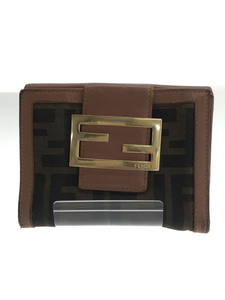 FENDI◆3つ折り財布/-/BRW/メンズ/ズッカ/使用感有/