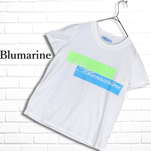 ◆美品◆ Blumarine ブルマリン ロゴ ラメ プリント 半袖 Tシャツ カットソー 白 ホワイト レディース 42 ◆イタリア製 送料無料◆ 2124K