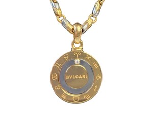 BVLGARI ブルガリ パッソドッピオネックレス ホロスコープペンダント イエローゴールド×ステンレススチール ダイヤモンド 35.0g