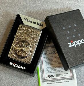 ■新品 ZIPPO USA輸入 回転式 六字真言 ゴールド チベット 梵字 和柄 金 和彫り メタル 貼り ライター ジッポー 喫煙具 U18