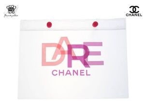 シャネル ノベルティ クリアポーチ フラット DARE ビニール Wスナップボタン PVC ヴィンテージ CHANEL ビューティー【Used 開封品】