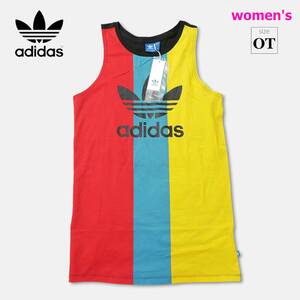 新品タグ付き！マルチカラーのセンス抜群！【 adidas (size OT) 】レディース アディダス トレフォイル タンクトップ ワンピース