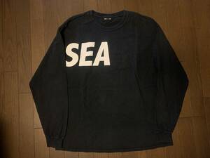 即決!!黒黄XL 初期WIND AND SEAロンTシャツ 希少SEAロゴ長袖L/S T-SHRIT BLACK WDS LONG SLEEVE CUT-SEWNウィンダンシー/発送レターパック