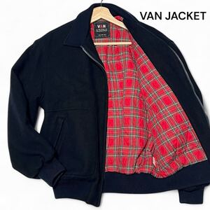 美麗品◎Lサイズ!!ヴァンジャケット【大人気モデル!!】VAN JACKET チェック ウール ジャケット ブルゾン スイングトップ ネイビー◎メンズ