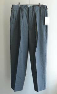 新品 YOKE ヨーク 1TUCK WIDE TROUSERS ウールパンツ GREY PLAID size M