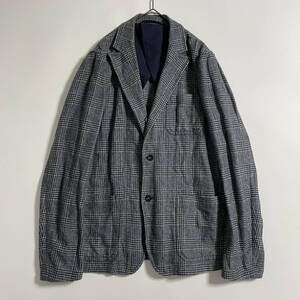 BLUE WORK -TOMORROWLAND- size/S (he) ブルーワーク ウール グレンチェック テーラードジャケット 3ボタン 背抜き グレー JACKET