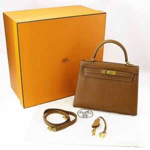 ヴィンテージ HERMES エルメス ケリー28 ○V刻印 ゴールド クシュベル ゴールド金具【代引き無料】バッグ【中古】24090316