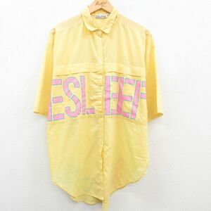 古着 半袖 シャツ レディース 90s ESLEEP 大きいサイズ ロング丈 黄 イエロー 23aug17 中古 ブラウス トップス