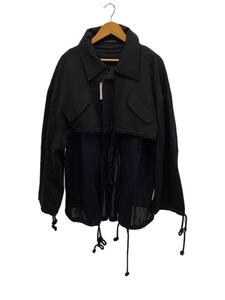 YOHJI YAMAMOTO◆WOOL GABARDINE LAYERED MODS/モッズコート/1/ウール/BLK/FJ-C03-103