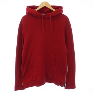 バルマン BALMAIN Classic Hoodie クラシックフーディ プルオーバーパーカー スウェット サイドジップ 裏起毛 L 赤 レッド W6HJ642D552 /KH