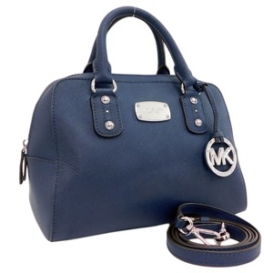 1円 ■ 美品 マイケルコース 2wayバッグ ネイビー系 レザー MKサークルロゴ 普段使い MICHAEL KORS ■E.Bmi.pS-15