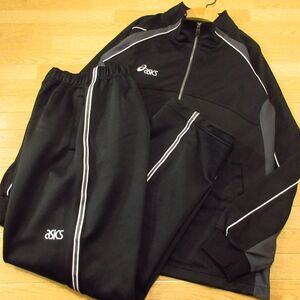 ◎美品！L 上下セット！asics アシックス◆ジャージ ジャケット&パンツ◆メンズ 黒◆BA0935