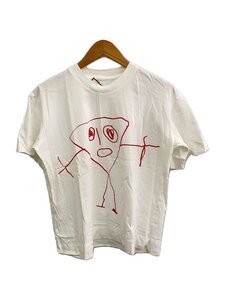 PLAN C◆Tシャツ/S/コットン/ホワイト/Sketch Print T-Shirt/背タグ片方取れ