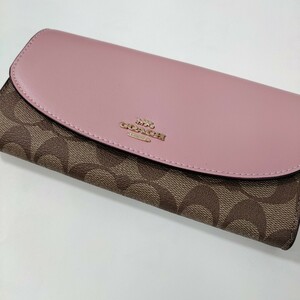 COACH　コーチ　レディース　　長財布　カーキシグネチャー　ウォレット