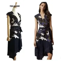 【TED BAKER】 レーヨン素材 ラップドレス カシュクールワンピース