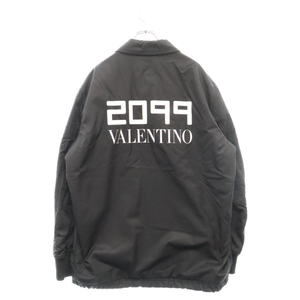 VALENTINO ヴァレンチノ 19AW 2099 バックロゴプリント 裏地フォックスファー コーチ ナイロンジャケット ブラック SV0CIF705T6