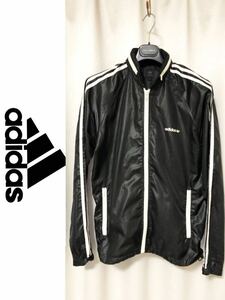 正規 adidas ナイロンパーカー 3ストライプス アディダス ナイロンブルゾン ブラック★